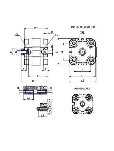 CILINDRO COMPACTO 32X10 DUPLA AÇAO