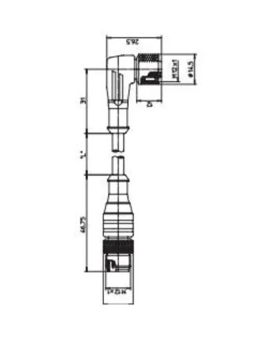 CONECTOR M12 ANGULAR F 4 PINOS