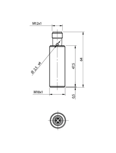 SENSOR INDUTIVO M18X64 MM 4 PINOS