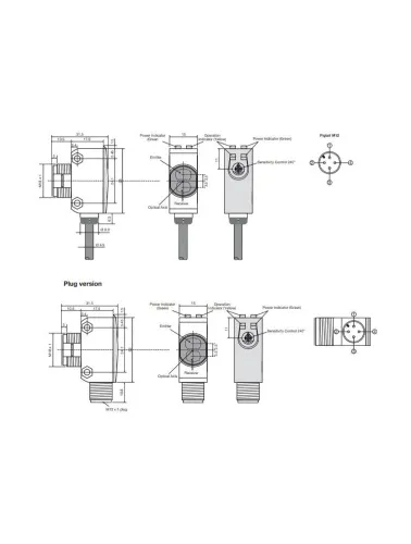 SENSOR OTICO DIFUSO C/SUPRESSAO 35X 31,5X15MM/M18 LED RED