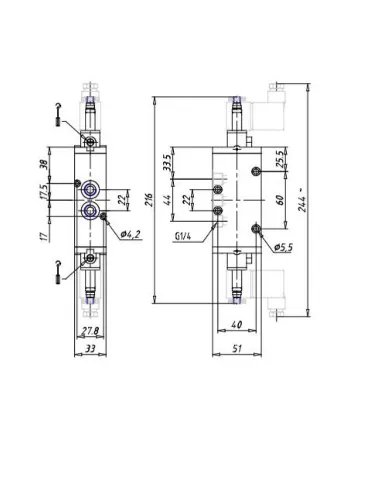 VALVULA 5/2 VIAS G1/4 SIMPLES SOLENOIDE