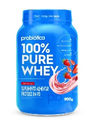 100% PURE WHEY 900G MORANGO PROBIOTICA