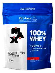 100% WHEY REFIL 900G MORANGO MAX TITANIUM