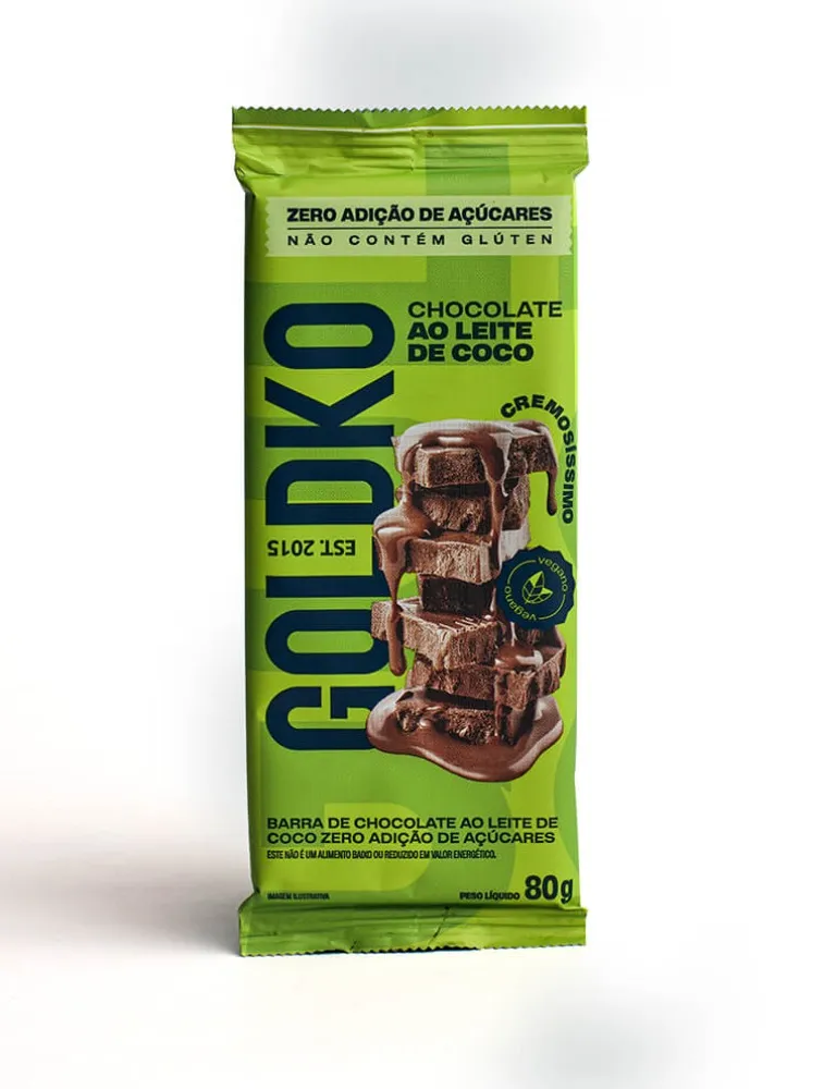 BARRA CHOCOLATE ZERO 80G LEITE COCO GOLDKO