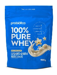 100% PURE WHEY REFIL 900G BAUNILHA PROBIOTICA + BRINDE CREATINA 100G PROBIOTICA