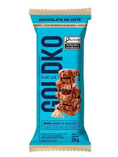 BARRA CHOCOLATE ZERO 20G LEITE/CRISPIES QUINOA GOLDKO