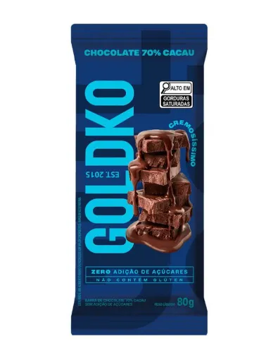 BARRA CHOCOLATE ZERO 80G 70% CACAU GOLDKO