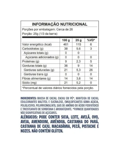 BARRA CHOCOLATE ZERO 80G 70% CACAU GOLDKO