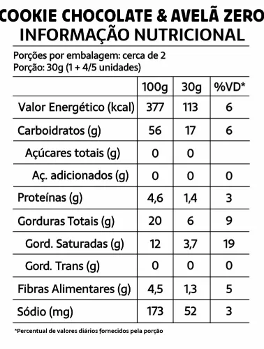 COOKIE ZERO GLUTEN FREE 67G AVELA/CHOCOLATE BELIVE