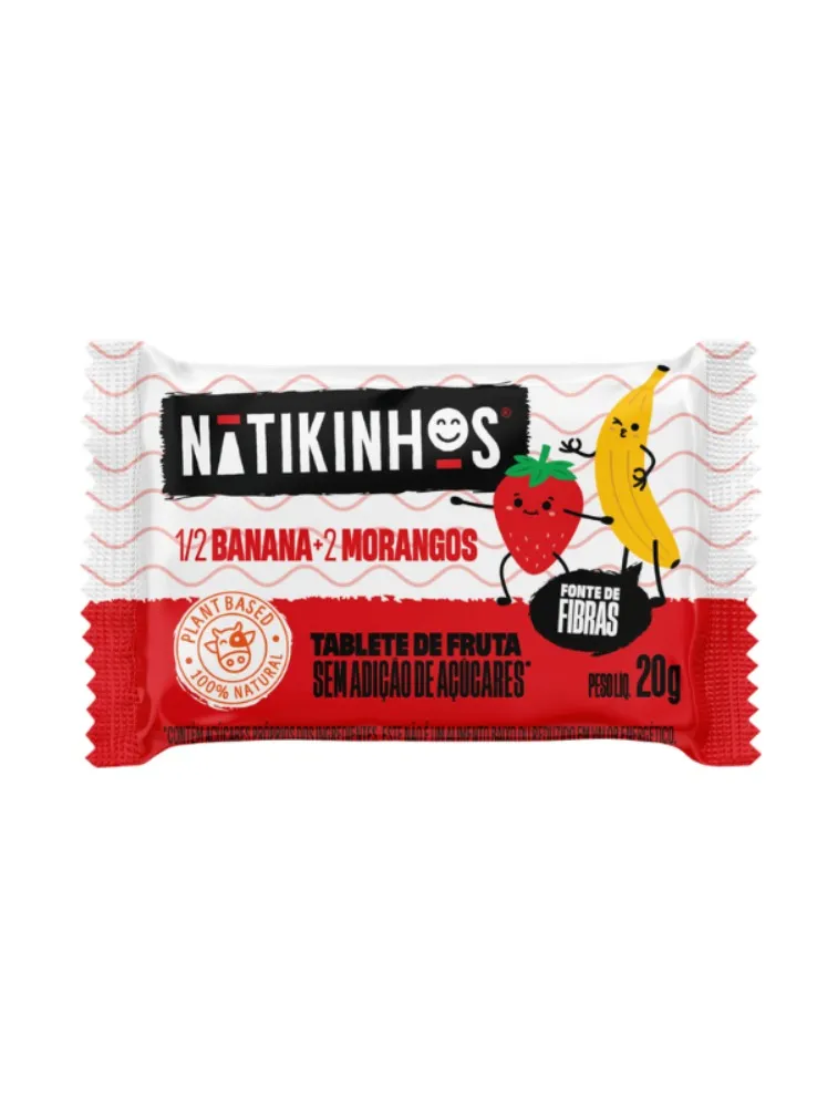 TABLETE FRUTAS 20G BANANA/MORANGO NATIKOS