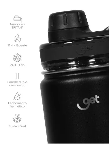 GARRAFA TRITY 500ML PRETO GET