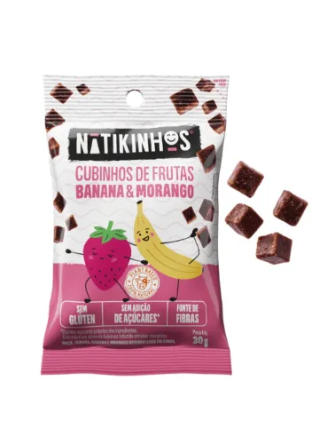 CUBOS FRUTAS 30G BANANA/MORANGO NATIKOS