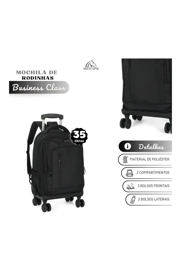 Mochila executiva carrinho comp p/ notebook preto