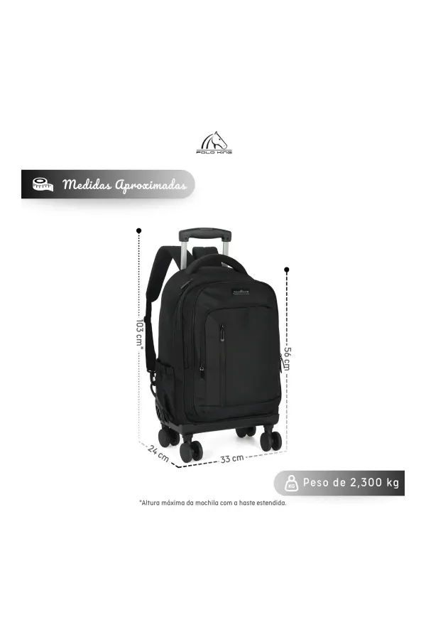 Mochila executiva carrinho comp p/ notebook preto