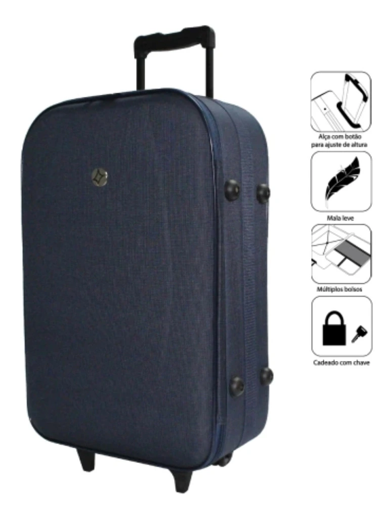 MALA DE VIAGEM CRUZEIRO MÉDIA 23KG TECIDO 085M MARINHO