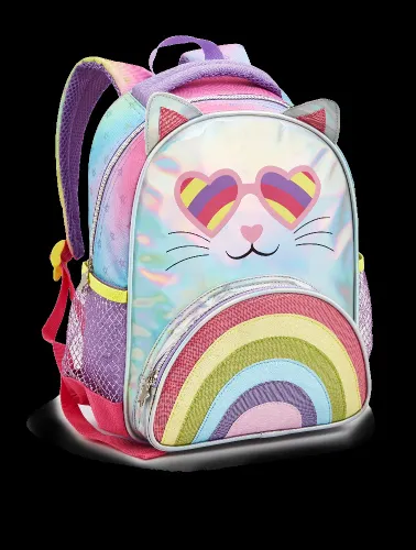 MOCHILA INFANTIL FEMININO CAT ARCO IRIS DL 1449