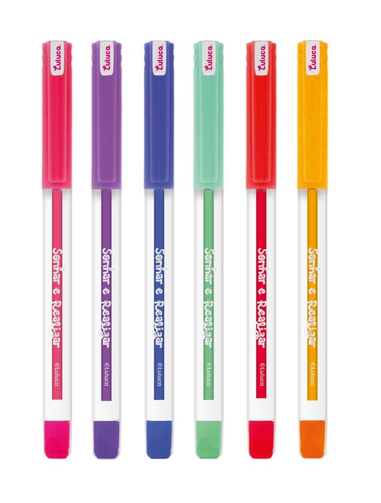 Caneta Esferografica Gel Neon Com 6 Cores Lu0401