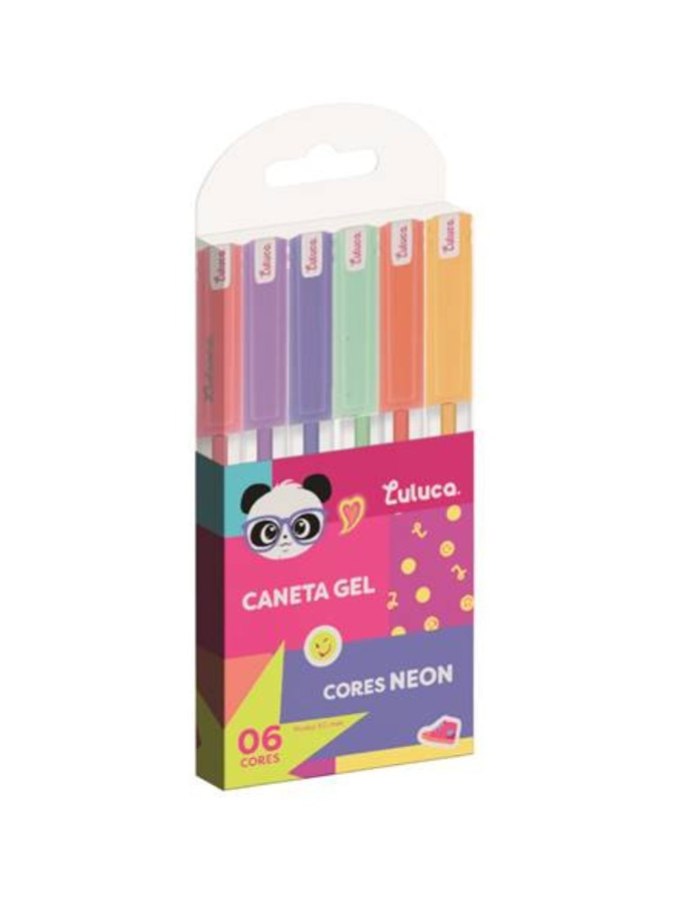 Caneta esferografica gel neon com 6 cores lu0401