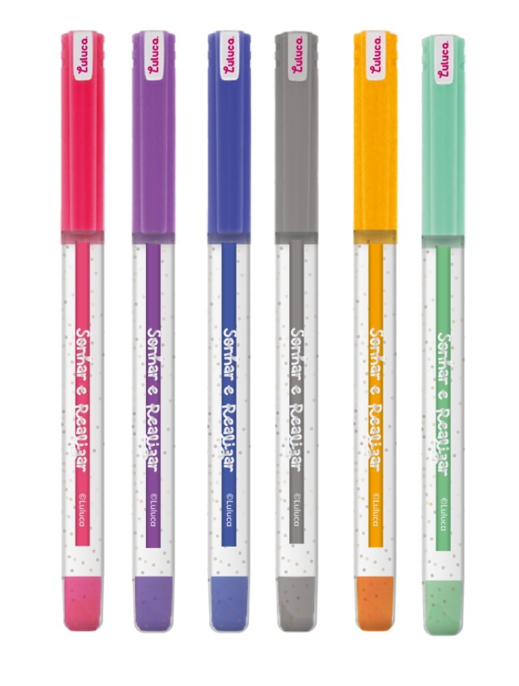 Caneta Esferog Gel Com  Glitter Com 6 Cores Lu0402