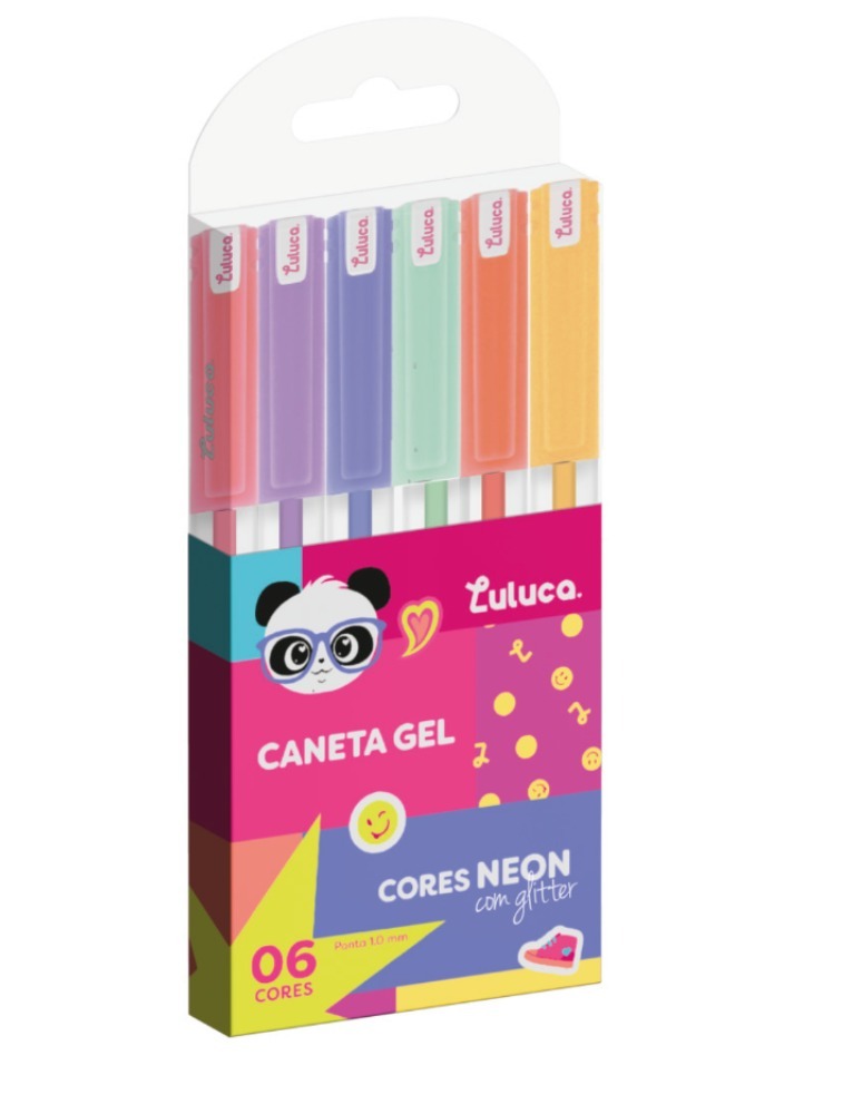 Caneta esferog gel com  glitter com 6 cores lu0402