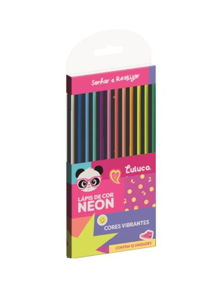 Lapis Madeira Sextavado Com 12 Un Cores Neon Lu1204