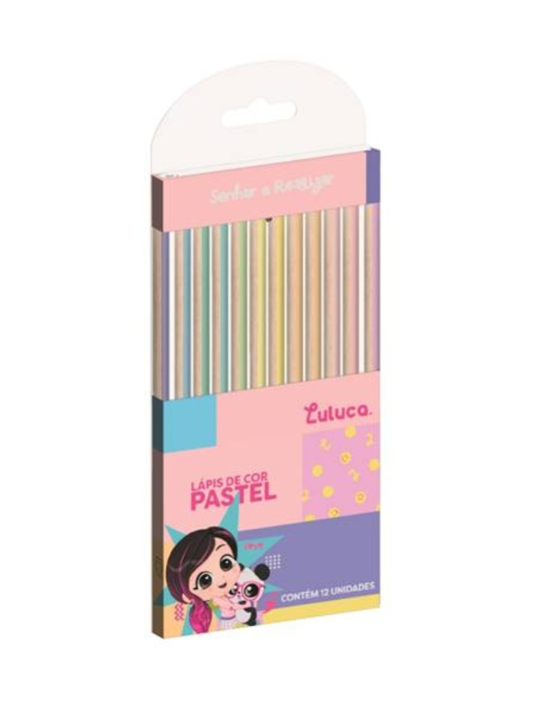 Lapis Madeira Sextavado Com 12 Cores Pastel Lu1205