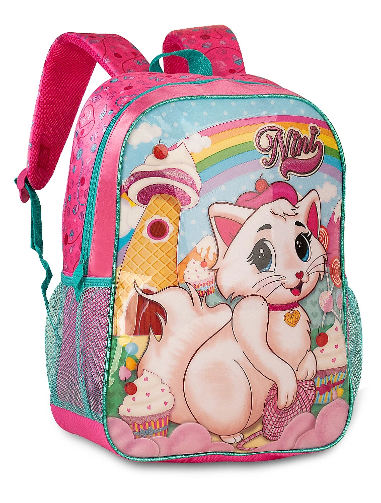 Mochila infantil feminino cat nini nn 23004j