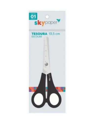 TESOURA ESCOLAR 13,5CM PRETA BLISTER COM 1 UN SK1802