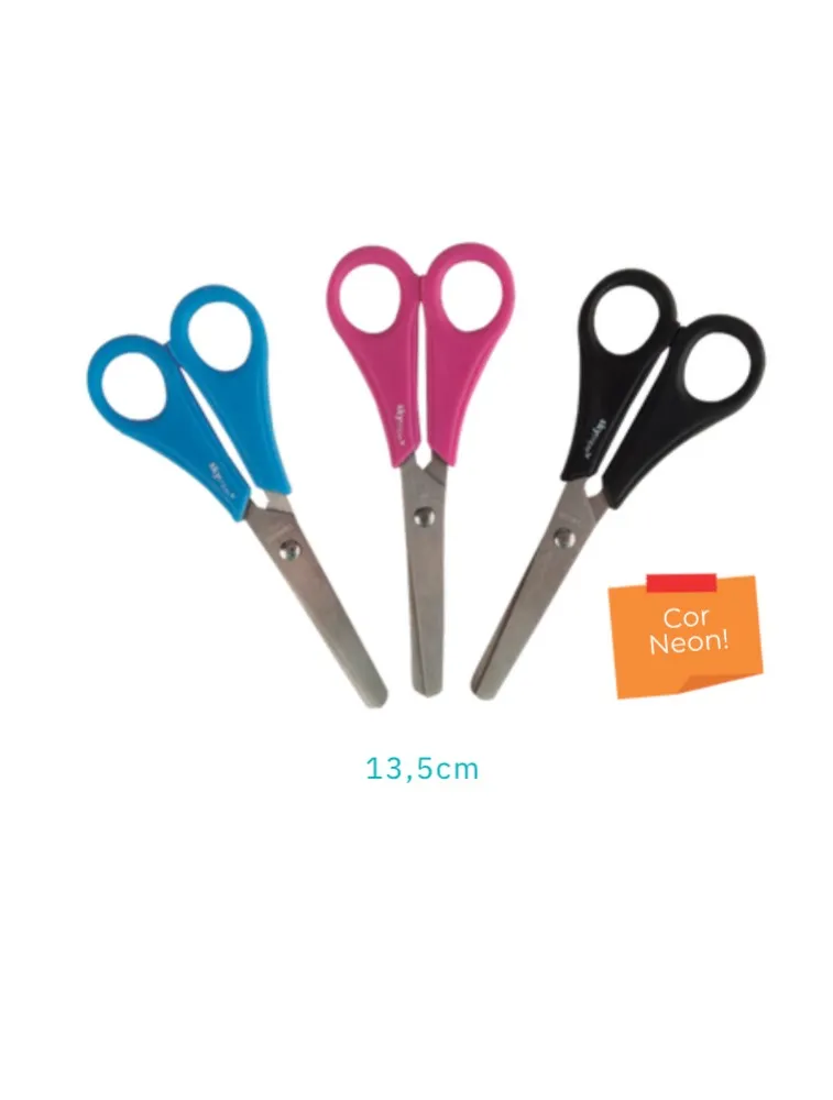 Tesoura escolar 13,5cm cores neon dp com 24un sk1804