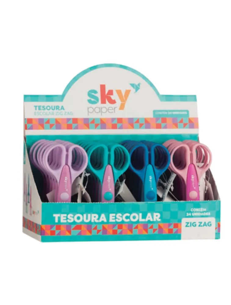Tesoura escolar 13,5cm zig zag sort com 24uns k1805