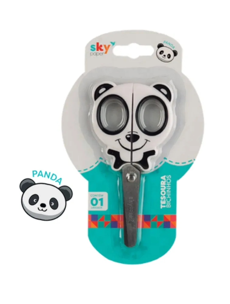 Tesoura escolar 13,5cm panda blister com 1 un sk1810