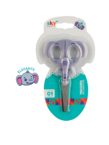 TESOURA ESCOLAR 13,5CM ELEFANTE BL COM 1 UN SK1812