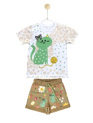 CONJ. GATINHA VERDE SHORT GATINHA BEGE - PROMO