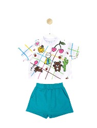 CONJ. CROPPED DIVERTIDO E S SAIA AZUL - PROMO