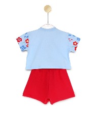 CONJ. CROPPED E SHORT SAIA LISO - LANCHE COLOR - AZUL 2102