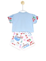 CONJ. CROPPED E SHORT - FLORA PREGUIÇA - AZUL 2102