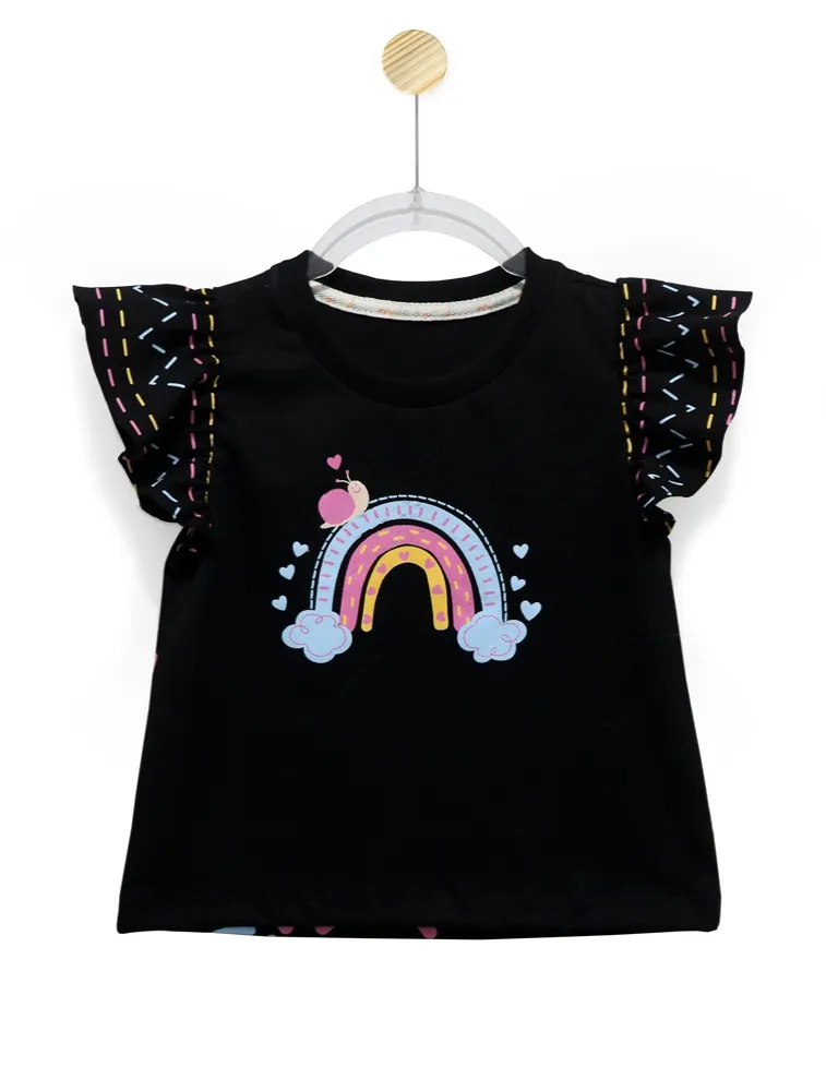 BLUSA MARIA - JARDINS ARCO-ÍRIS - PRETO