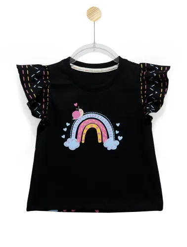BLUSA MARIA - JARDINS ARCO-ÍRIS - PRETO