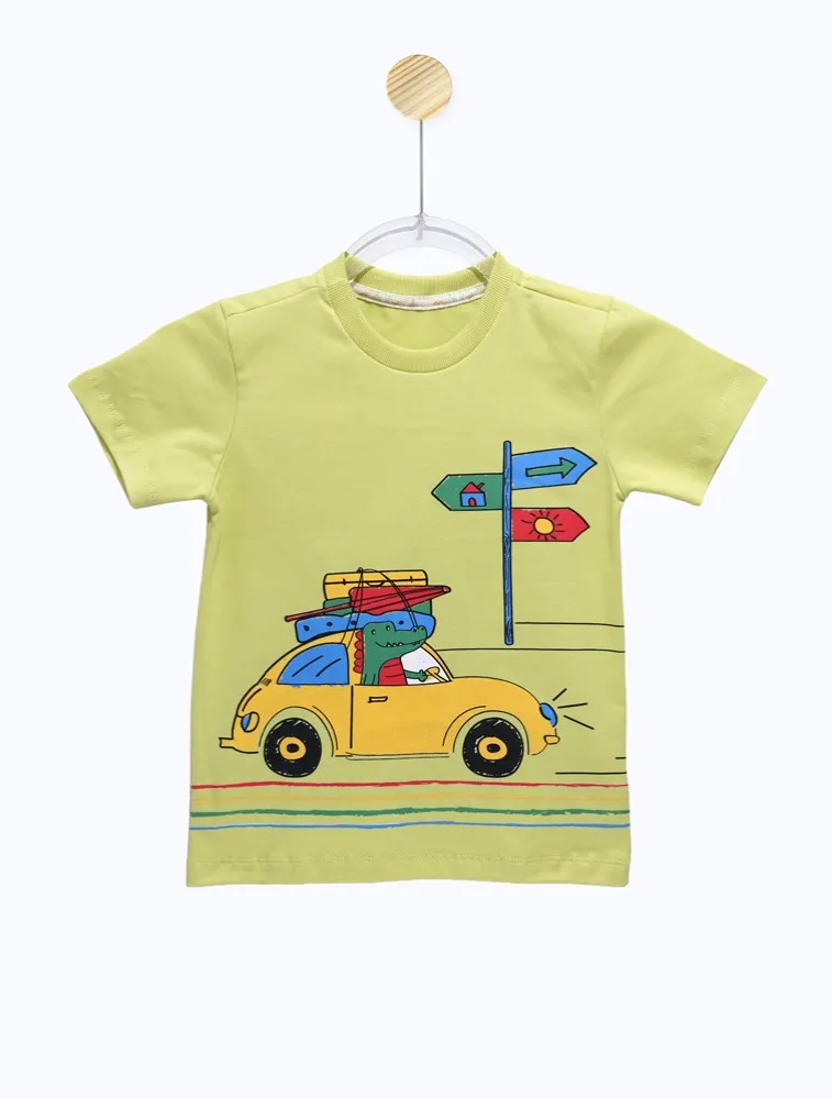 CAMISETA - DINO FUSCA - VERDE CLARO 2427