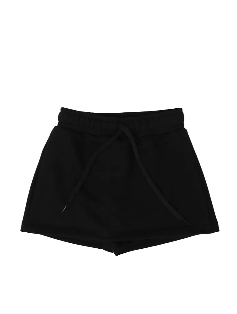 SHORT-SAIA MOLETOM LISO - CADARÇO - PRETO