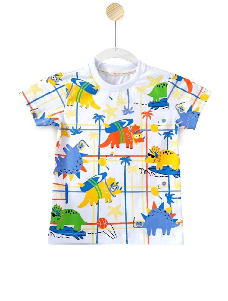 CAMISETA - DINOS NA PRAIA - BRANCO