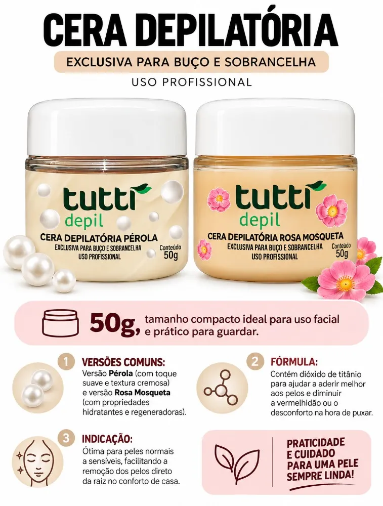 CERA PARA BUÇO E SOBRANCELHA 50G TUTTI DEPIL