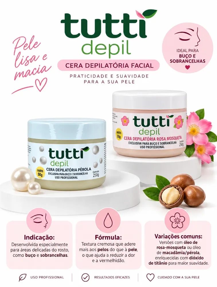 CERA BUCO E SOBRANCELHAS 250G+50G GRATIS  TUTTI DEPIL