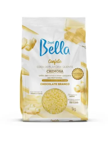CERA QUENTE CONFETE CHOCOLATE BRANCO 1KG DEPIL BELLA