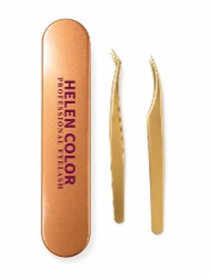 ESTOJO COM PINÇAS HELEN COLOR N01 N02 DOURADO