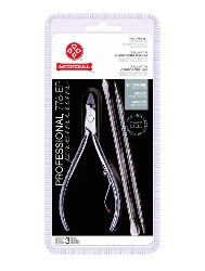 KIT ALICATE PARA CUTICULA 778 - ESPATULA DUPLA E PALITO PROFESSIONAL PREMIUM INOX- MUNDIAL