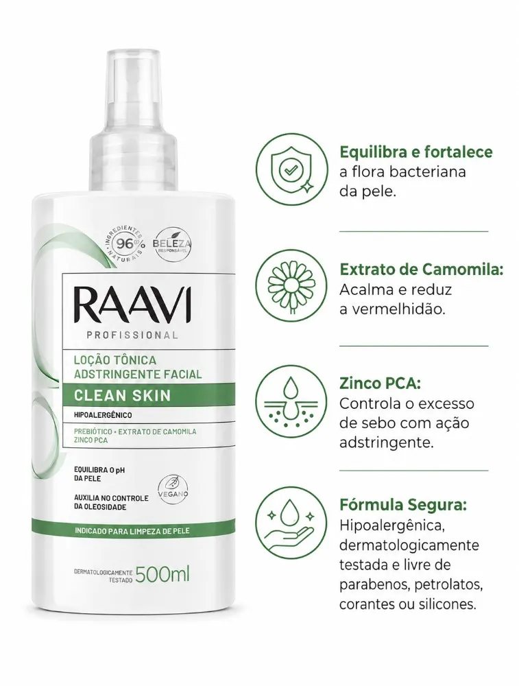 LOÇÃO TONICA ADSTRINGENTE 500ML RAAVI