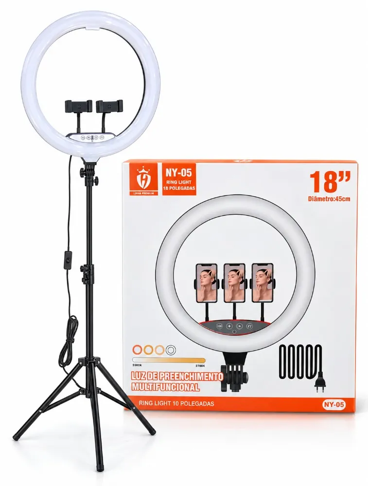 RING LIGHT 18 POLEGADAS  COMPLETA + TRIPE 2,10M