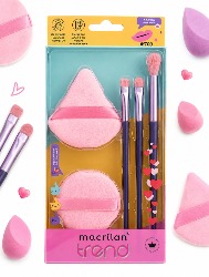 KIT 3 PINCEIS + DUAS ESPONJAS PARA MAQUIAGEM- MACRILAN