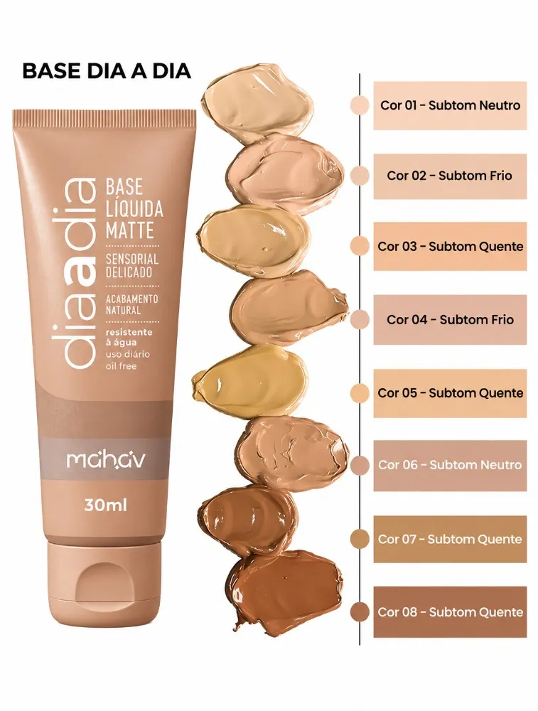 BASE LIQUIDA MATTE DIA A DIA 30ML - MAHAV